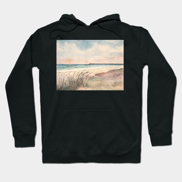 Seascape Beach Florida pier Hoodie by derekmccrea